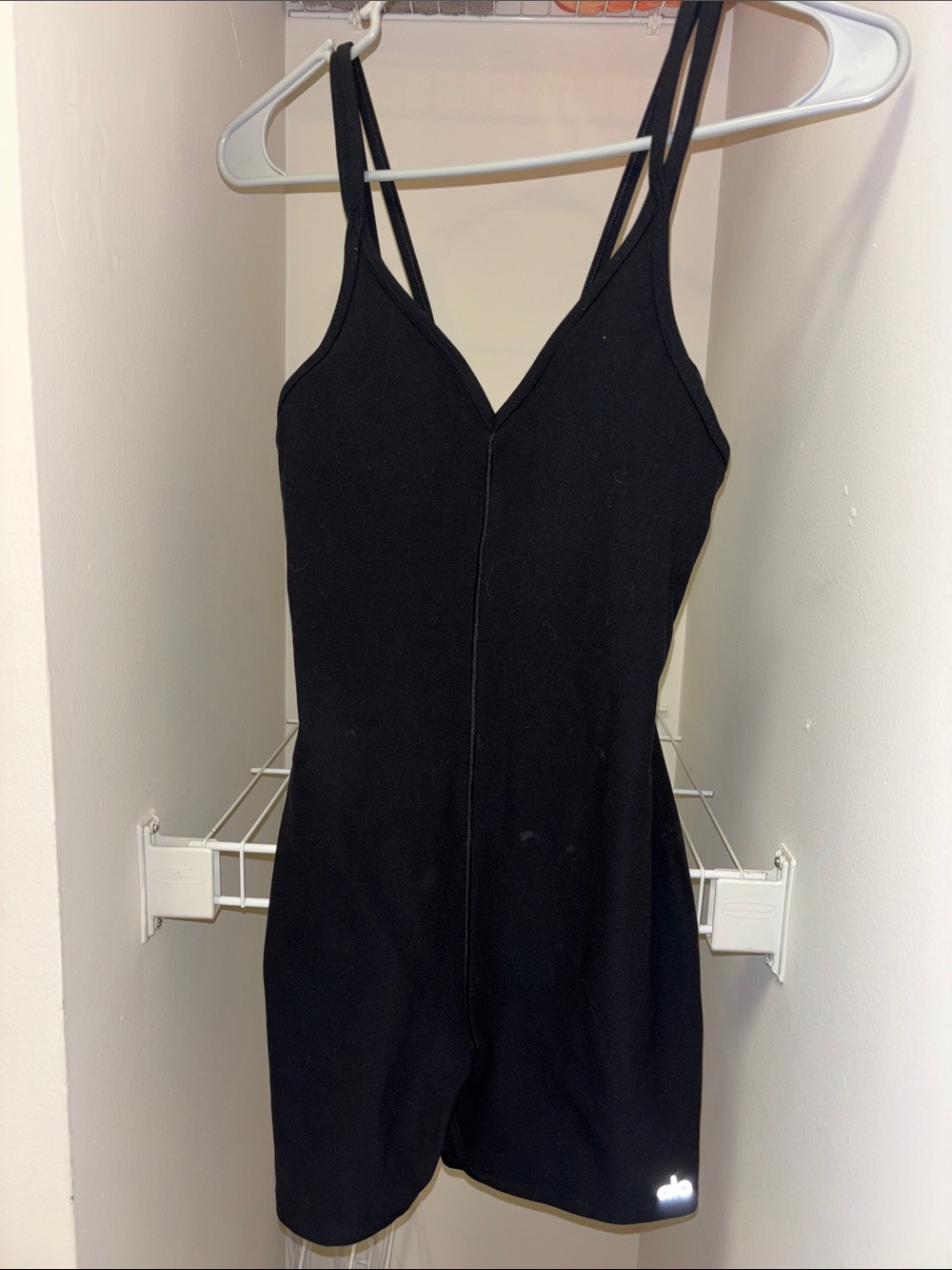 ALO Yoga Black One-Piece Bodysuit with Double Straps